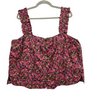 Treasure & Bond Ruffle Strap Cotton Floral Size 2X